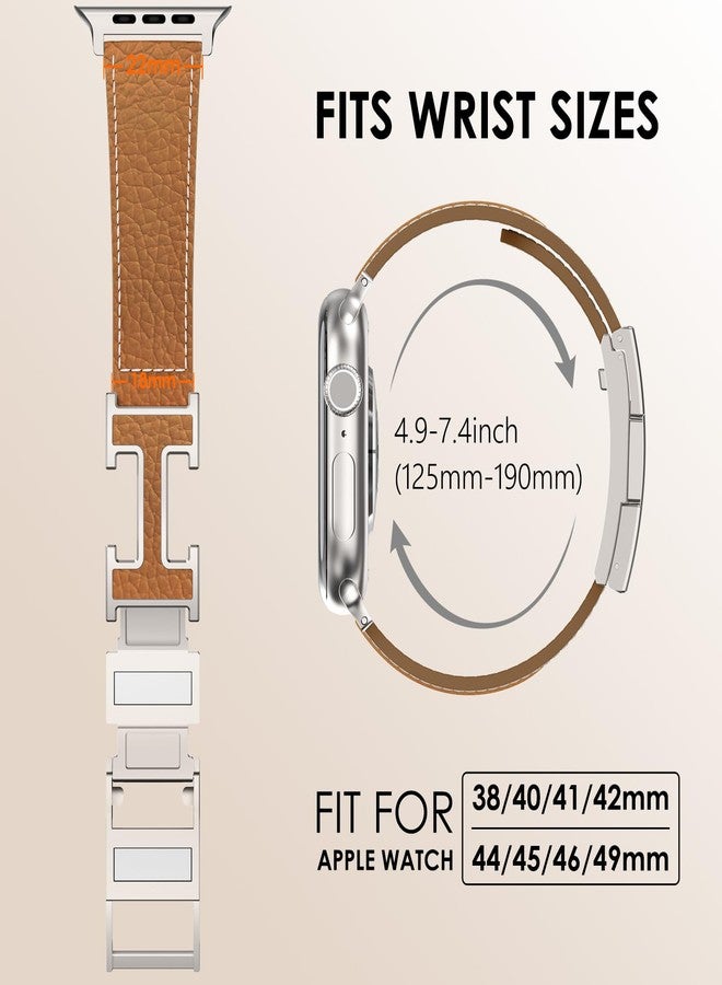 CHANCHY Leather Magnetic Watch Band Compatible with Apple Watch Bands 40mm 38mm 41mm 42mm 44mm 45mm 46mm, Top Grain Leather Dressy Band for Women Men iWatch Ultra SE3 Series 11/10/9/8/7/6/5/4/3/2/1 - Image 5